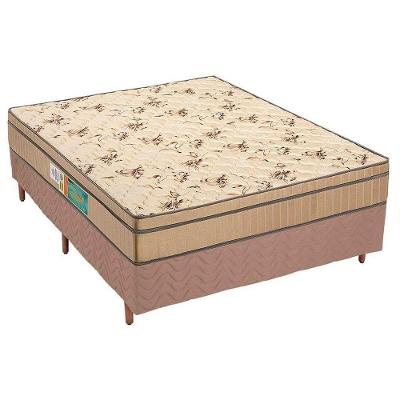 Cama Box Casal: Colchão Espuma D45 Polar Pérola Fort + Base CRC Suede Clean(138x188)
