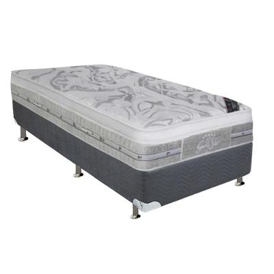 Cama Box Solteiro: Colchão Molas Pocket Ensacadas Castor  Super Luxo Látex Push + Base CRC Suede Gray(88x188)