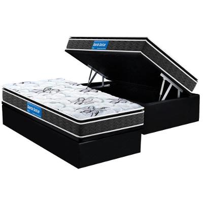 Cama Box Baú Solteiro: Colchão Espuma D33 Probel Guarda Costas Premium Extra Firme Pillow Top + Base CRC Suede Black(88x188)