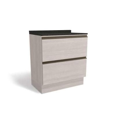 Balcão de Cozinha Maxxi G755 2 Gavetas c/ Tampo Branco/Preto Brilho - Kappesberg