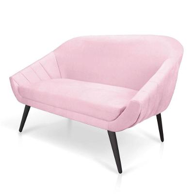 Namoradeira Giovana 02 Lugares Suede de Ferro Rosa Bebê