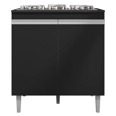 Balcao Com Tampo Cooktop 79 Cm 2 Portas Andreia Preto Reajl Preto