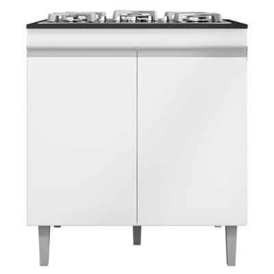 Balcao Com Tampo Cooktop 79 Cm 2 Portas Andreia Branco Reajl Branco
