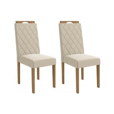 Cadeira Sala De Jantar 2cad152 Kit 2 Un Freijo-linho Areia A052 - Kappesberg