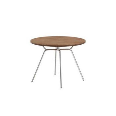 Mesa de Sala Jantar 1588 Aço c/Tampo Madeirado 100cm Freijo c/ Prata - Carraro