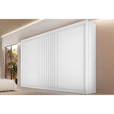 Guarda Roupa Casal 3 Portas de Correr 1 Ripada e 6 Gavetas Vitória Branco Acetinado - Europa