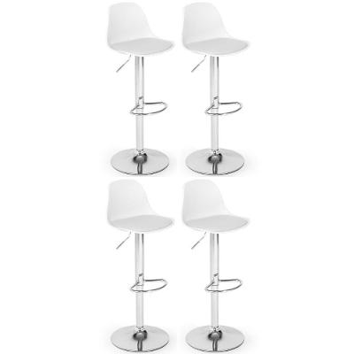 Kit 4 Banqueta Alta Leda Estofada Com Base Giratória E Regulagem De Altura - Branco