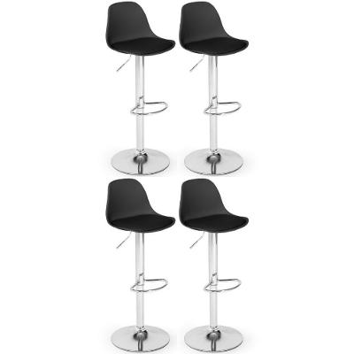 Kit 4 Banqueta Alta Leda Estofada Com Base Giratória E Regulagem De Altura - Preto