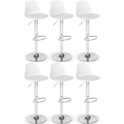 Kit 6 Banqueta Alta Leda Estofada Com Base Giratória E Regulagem De Altura - Branco