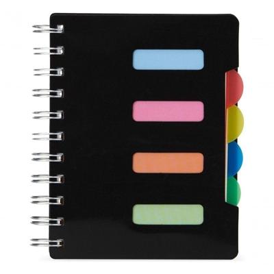 Caderno Pequeno Com Divisórias Espiral Anotações Pauta Cor Preto