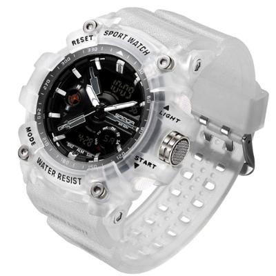 Relógio De Pulso Masculino Esportivo De Quartzo Dual Display Digital A Prova D´agua Branco