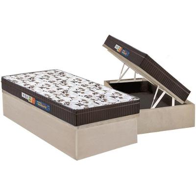 Cama Box Baú Solteiro: Colchão Anatômico Polar D28 / EP Orthoface Class + Base CRC Suede Clean(88x188)