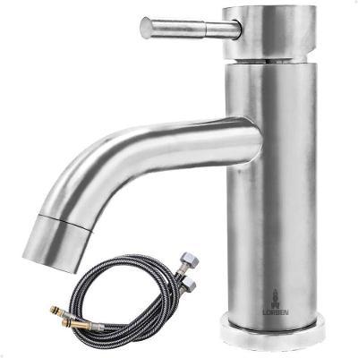 Torneira Misturador Monocomando Lorben Aço Inox Escovado Mesa Pia Bancada Bica Baixa Banheiro Lavatório Gt6144