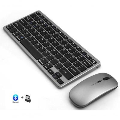 Kit Teclado E Mouse Sem Fio Bluetooth + 2.4ghz Bateria Recarregavel
