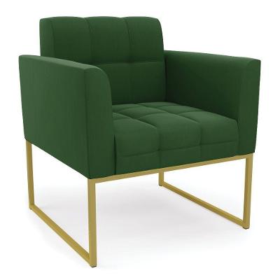 Kit 2 Poltronas Elisa Suede Verde Base Metálica Industrial Dourado - D'rossi