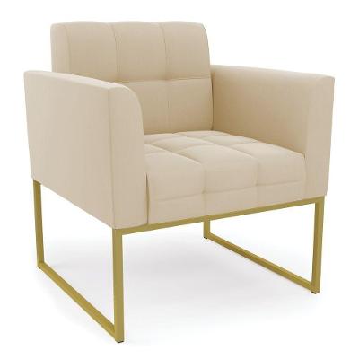 Poltrona Elisa Suede Base Metálica Industrial Dourado - D'rossi Cor Bege