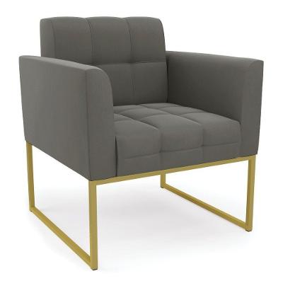 Poltrona Elisa Suede Base Metálica Industrial Dourado - D'rossi Cor Grafite