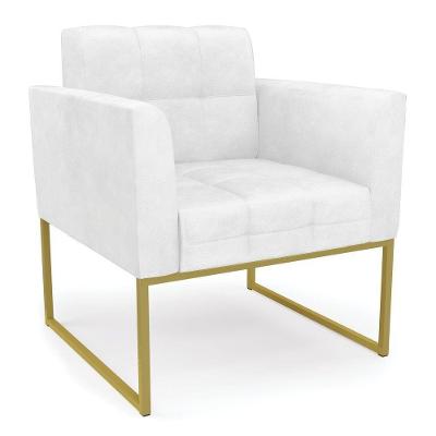 Poltrona Elisa Corano Branco Base Metálica Industrial Dourado - D'rossi
