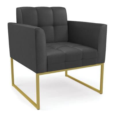 Poltrona Elisa Corino Preto Base Metálica Industrial Dourado - D'rossi