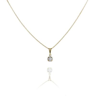 Colar Pingente Ponto De Luz Folheado A Ouro 18K
