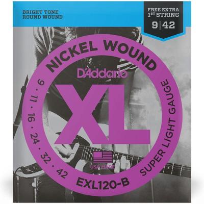 Cordas Para Guitarra D Addario Xl Nickel Wound Exl120-b .009-.042 Com Corda Extra Pl009