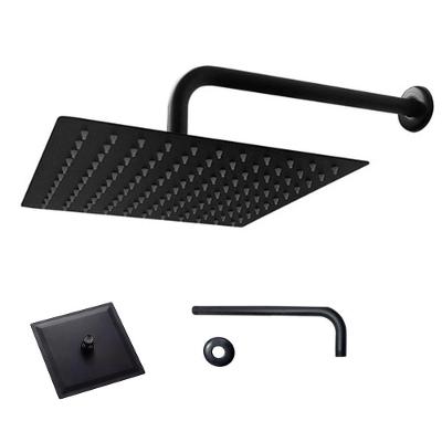 Ducha Chuveiro Quadrado Slim 20x20 Parede Suporte Preto Fosco Area Externa Banheiro Piscina