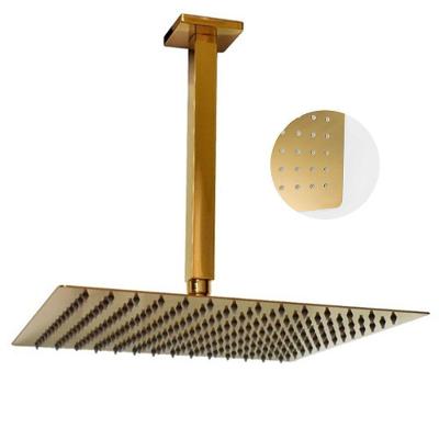 Ducha Chuveiro Teto Inox Dourado 20x20 Suporte Quadrado Slim Luxo Banheiro Piscina Banho Area Externa