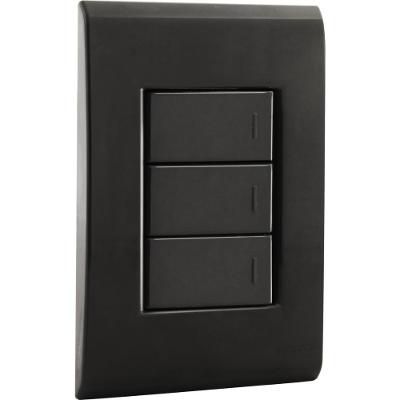 Conjunto 4x2 Com 3 Interruptores Simples 10 A 250 V Tramontina Liz Grafite