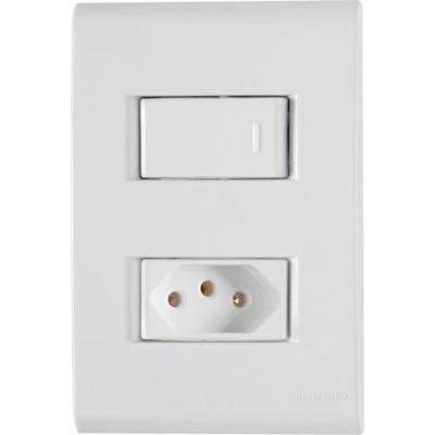 Conjunto 4x2 C- 1 Interruptor E 1 Tomada 2p T 10 A 250 V Tramontina Liz Branco 120 Unidades