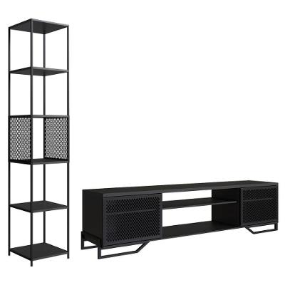 Rack 180 Cm 2 Pt Estante Prateleira Industrial 27x23 Preto Pp Preto