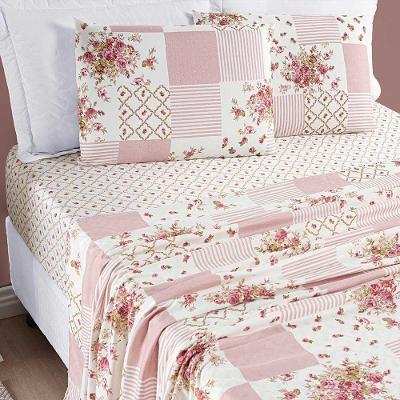 Jogo De Cama Lençol Dallas Solteiro Microfibra 3 Peças - Rosa Matura Patchwork