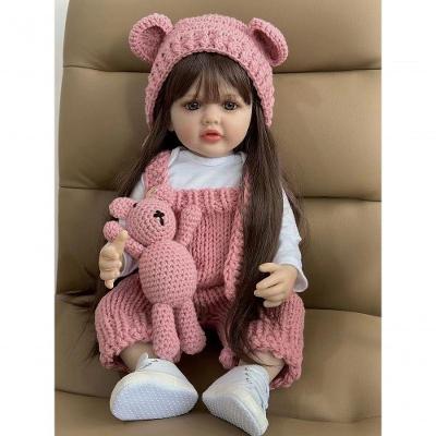 Bebê Reborn Menina Boneca De Silicone Macio Longo Cabelo Castanho Color Duoduo Ships