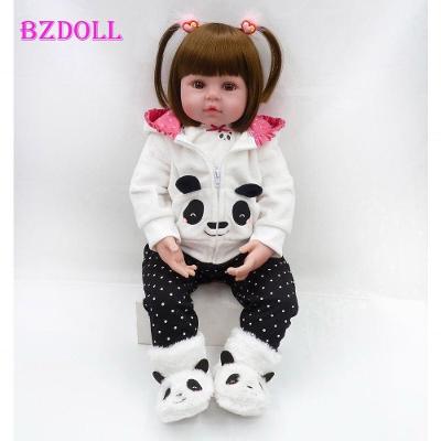 Bebê Reborn Boneca 19 "48cm Realista Recém-nascido Lifelike Panda Bebe Color Brown Eyes