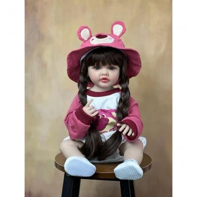 Bebê Reborn Menina Boneca De Silicone Macio Longo Cabelo Castanho Color Xiaoguodong