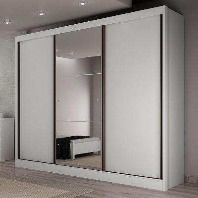 Guarda Roupa Varsóvia 3 Portas 6 Gavetas Com Espelho Clic Móveis Branco