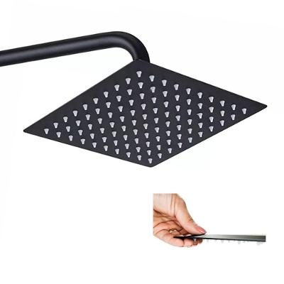 Ducha Chuveiro 20x20 Inox Preto Fosco Slim Quadrado Suporte Parede Piscina Banheiro Area Externa