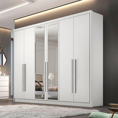 Guarda Roupa Roma 6 Portas 6 Gavetas Com Espelho Clic Móveis Branco