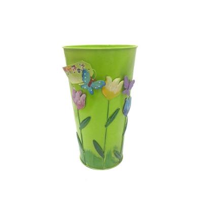 Vaso Metal Enfeite Jardim Quintal Varanda Borboleta Flor Verde (sybo-g7)
