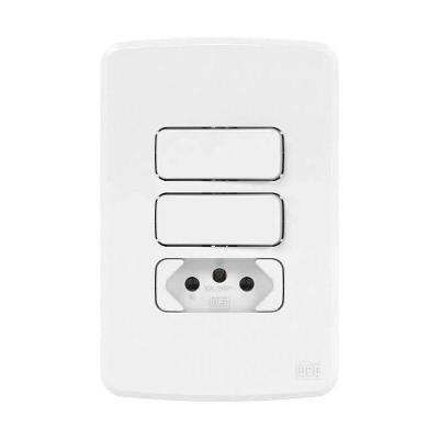 Conjunto Interruptores Paralelos+ Tomada 10a Placa 4x2 Branco Compose Weg Bivolt - Branco