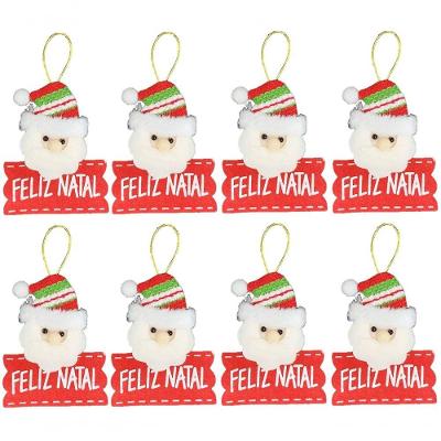 Kit 8 Carinhas Papai Noel Placa Feliz Natal Pelúcia 12cm