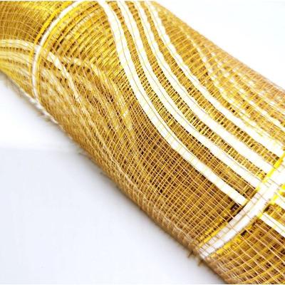 Kit Tela Natal Fita 52cm X 5 M Dourada Com Branco 2 Pç