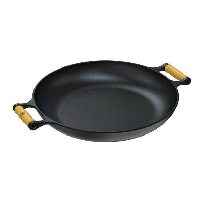 Frigideira Paella Ferro Fundido Alça Madeira Sem Tampa 40cm.
