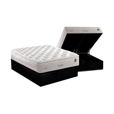 Cama Box Baú Queen: Colchão Molas Ensacadas Anjos MasterPocket Impressione + Base CRC Suede Black(158x198)