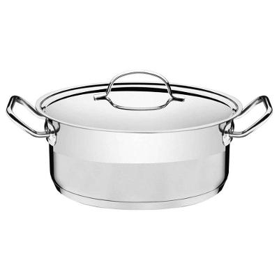 Caçarola Tramontina Professional Rasa Em Aço Inox Fundo Triplo Com Tampa Plana Detalhe Satinado 28 Tramontina