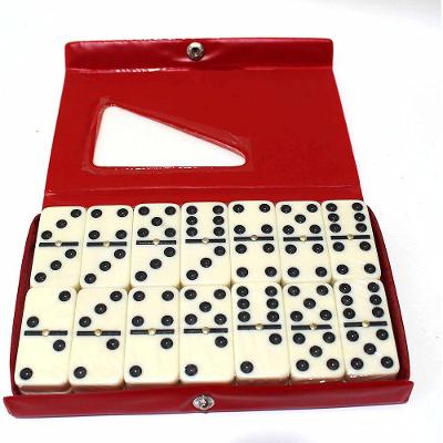 Jogo De Dominó  De Osso Estojo Com 28 Peças Vermelho