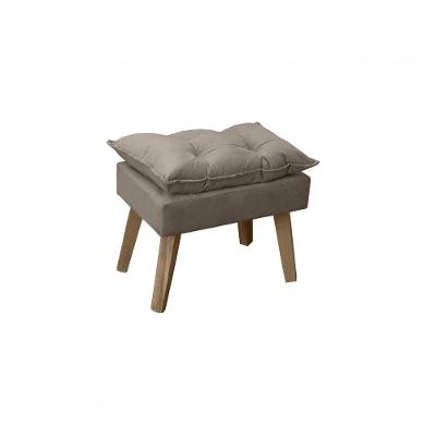 Puff Banqueta Decorativa Opala Capuccino Com Pés Quadrado Smf Decor