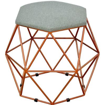 Puff Aramado Bronze Six L02 Linho Cinza Escuro