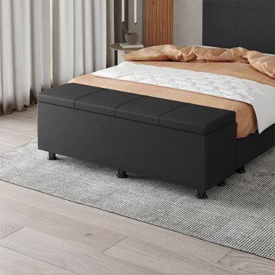 Baú Sapateira Estofada Casal 140 Cm Marte Corino Skybox Cor Preto
