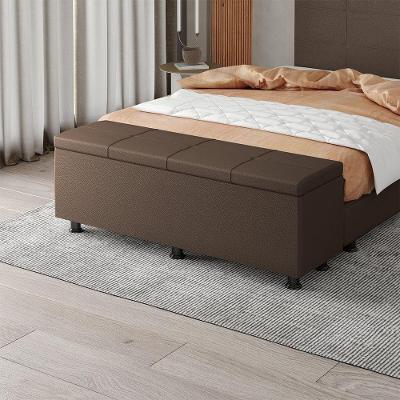 Baú Sapateira Estofada Casal 140 Cm Marte Corino Skybox Cor Marrom