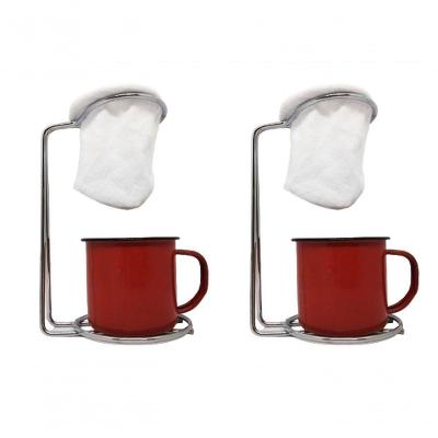 Kit 2 Mini Coador Café Aço Cromado ,Caneca Esmaltada 120Ml